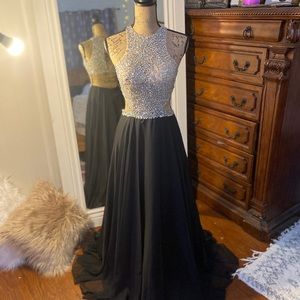 Prom dress/ evening gown by la femme (Gigi designs) black, sequin, size 2
